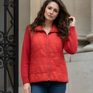 Coldwater Creek Red Quilted Jacket Size Large 12